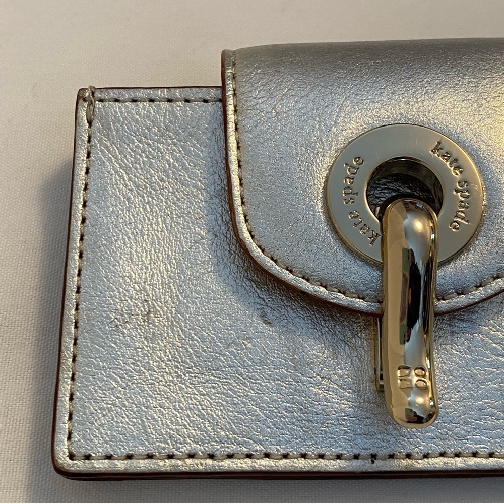 Kate Spade Silver Leather Gold Hardware Small Abby ID Card Case - Picture 2 of 10